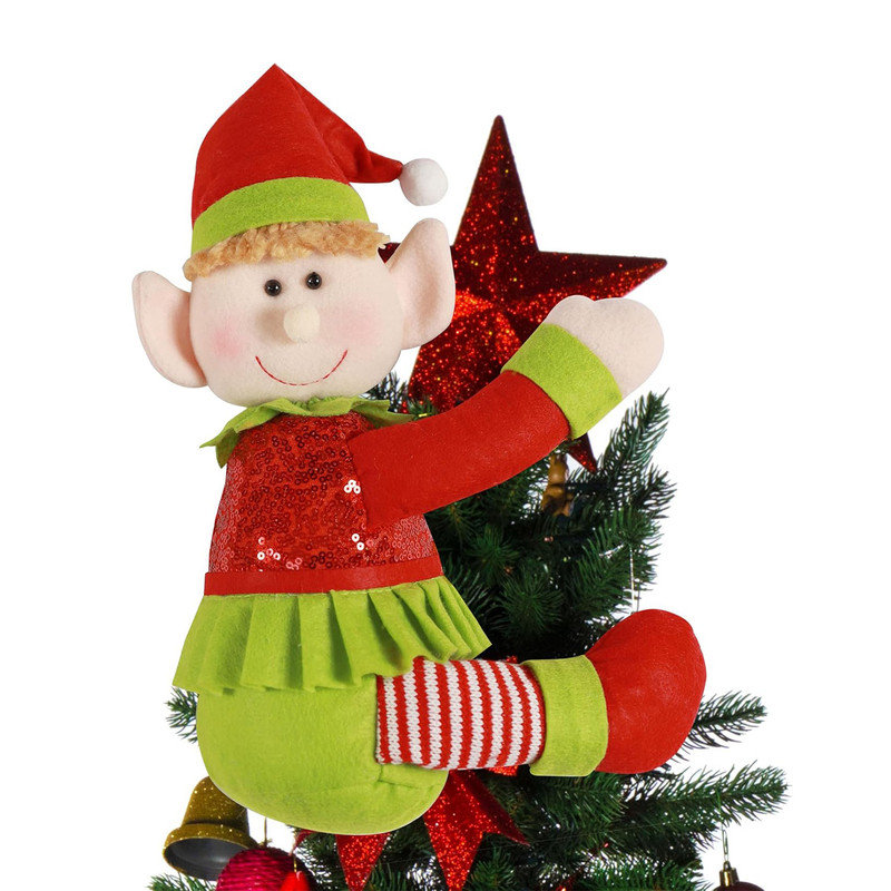 The Holiday Aisle Funny Xmas Plush Stuffed Elf Hugger Decor for Christmas Tree Ornaments